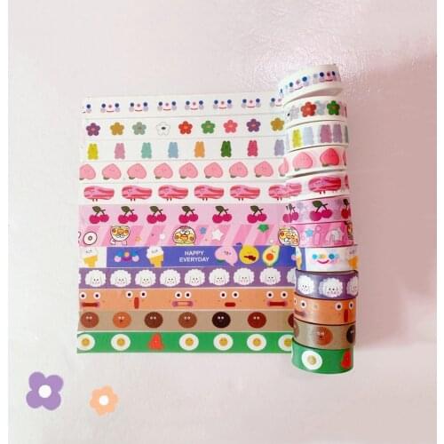 Sharkbang Kawaii 15mm*5m Korean Flower Smile Scrapbook Bullet Washi Masking Adhesive Tape Decorative Paper Sticker Stationery