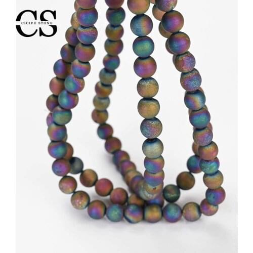 Colorful Drusy Clusters Crude Metallic Coated Agates Beads for Jewelry Making DIY Bracelet Earrings Accessories 4/6/8/10/12 MM