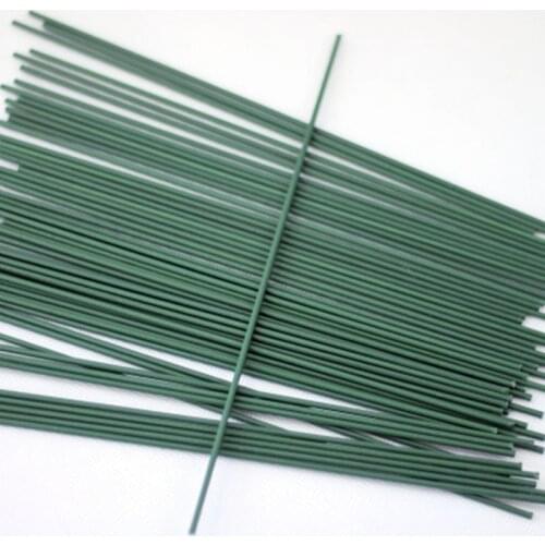 25pcs 2# 30cm Green Plastic Wrap Flower Stick Floral Tape Iron Wire Mesh Flower Stub Stems Craft Decor Soap Holding Flowers Stem