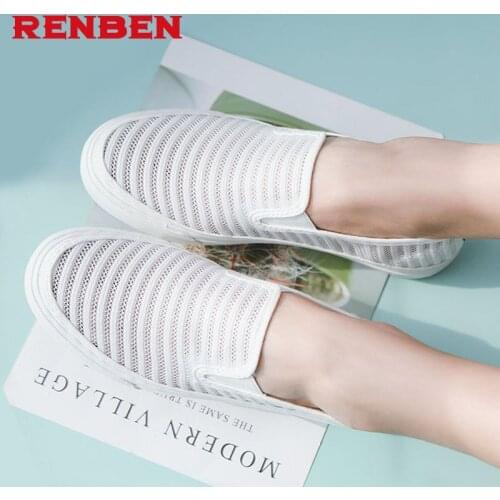 2018 Slipony Women Hole Shoes Ladies Mesh Shoes Breathable Soft Women Flats Shoes Vulcanized Slip on Women Sneakers