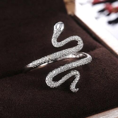Retro Bohemian Punk Style Vintage Silver Color Snake Ring For Women Girl Statement Party Ring Female Hip Hop Jewelry
