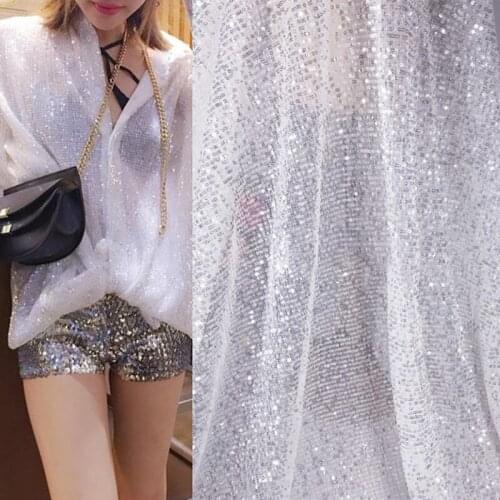 1 Meter Ruffled Glitter Fabric Sequin Mesh Fabric for Wedding Decoration Sparkly Fabric For Making Party Events TableCover