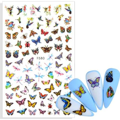 1pcs Flower Plant adhesive 3d nail sticker foil nails art decoration cute cartoon designs nail decals manicure supplies tool