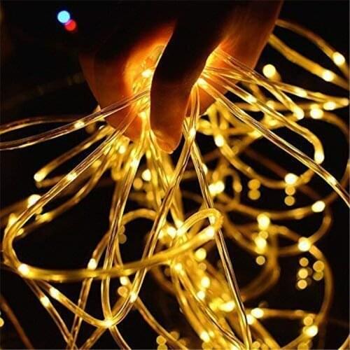 12m copper wire transparent solid tube light string 100LED outdoor remote control battery box landscape garden decorative lanter