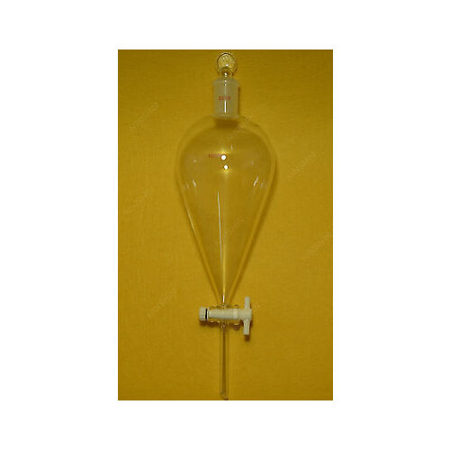 24/40,1000ml,Pyriform Separatory Funnel with dropper tube,Pear Shape,PTFE Stopcock