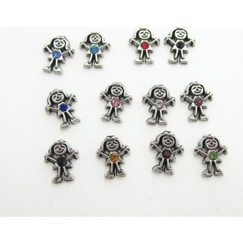 60pcs/lot Mix 12 color Birthstone Girls Floating Charms Living Glass Memory Lockets DIY Jewelry Charms Wholesale Charms