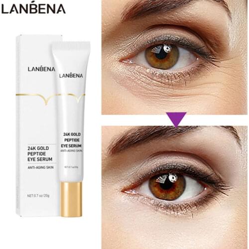 LANBENA 24K Gold Peptide Anti Aging Eye Serum Anti Wrinkle Tighten Skin Improve Fine Line Reduce Dark Circle Puffiness Eye Cream
