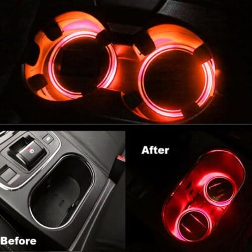 Car Cup Holder Expander Adapter Securely Hold Water Bottles Car-styling Decorative Lamp Solar Energy for Car Home Party Red