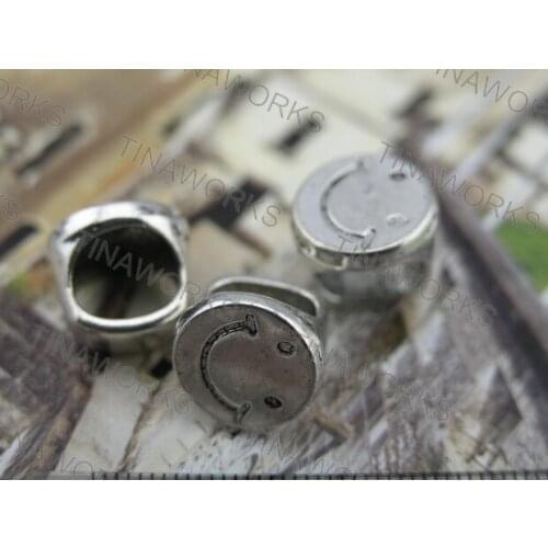 FREE SHIPPING 30pcs 9.8x7.0mm Antique-Silver Smile Face Slider Spacer For Leather Cord--PAT161
