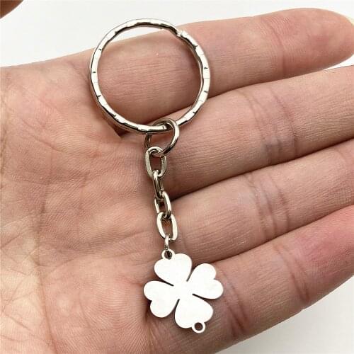 3pieces Stainless steel lucky Key Chain Clover Pendant Car Key Ring four leaf gIft Keychains Bag charm Trinket keyring