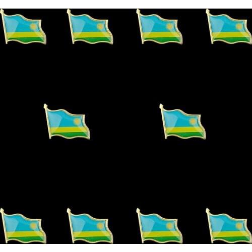 10PCS Rwanda Country Brooch Pins Badge Shape Enamel National Lapel Pin Jewelry Gift