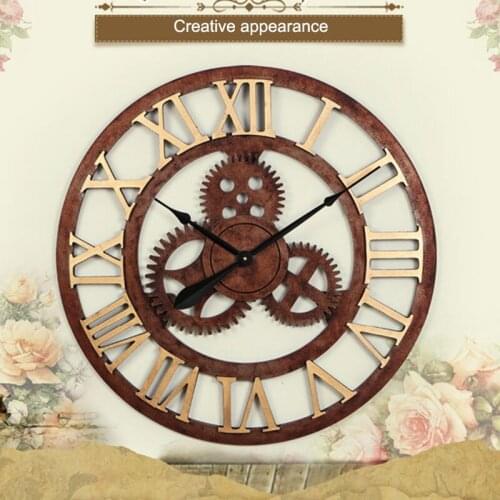 40cm Retro Gear Wall Clock Fashion Durable Silent Digital Clocks Home Decoration For Living Room Bedroom Gift