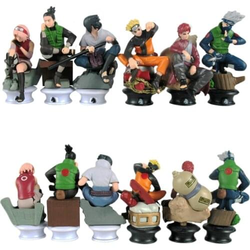 6PCS/set Naruto Shippuden Figurine Model 7CM Sasuke Gaara Kakashi Haruno Action Figures Chess Statue Collectible Christmas gift