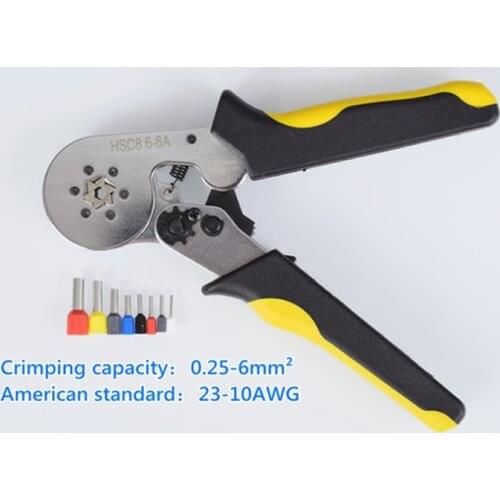 Hsc8 6-6a friso alicates 0.25-6mm2 23-10awg com 1020 700 pces tipo de tubo agulha terminal friso mini ferramentas de fio de pres