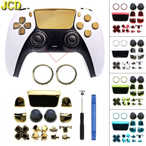JCD Joystick Cap Dpad R1 L1 R2 L2 Direction Key ABXY Buttons For PS5 Controller Full Set Button Accent Rings Screwdriver Tool