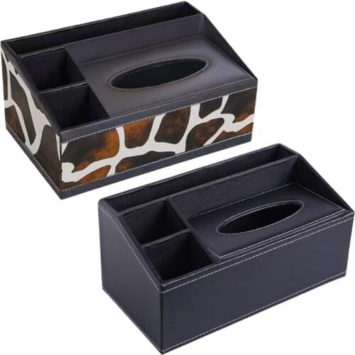Leather Tissue Box Cover Rectangular Multifunction Remote Control Phone Napkin Holder Desk Organizer Storage Box