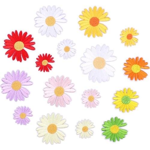 Small daisy Flowers Series For Patches Clothes Iron on Embroidered For Hat Jeans Sticker Sew DIY Patch Applique Decor Badge