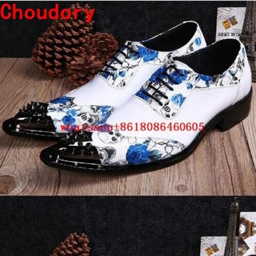 Choudory 2017 Euro Trendy Retro Men Leather Shoes Men Rivets Metal Pointed Toe Casual Men Shoes Dress Shoes Oxford Shoes For Men