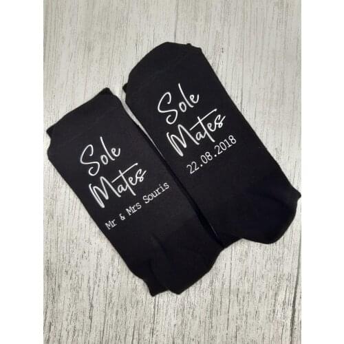 Soul Mates Personalised Socks Sole Mates Underneath Printed Name Socks Anniversary Wedding Custom Gift for Groom Best Man Socks