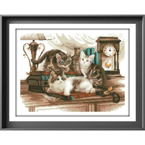 DreampatternKittens cross embroidery kit cute animal pattern 18ct 14ct 11ct unprint canvas Cross-stitch DIY needlework