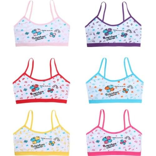 Girls Bra Underwear Lingerie Kids Teens Teenage Young Adolescente 8-14Years Student Cotton Cartoon Print Undewear Tops