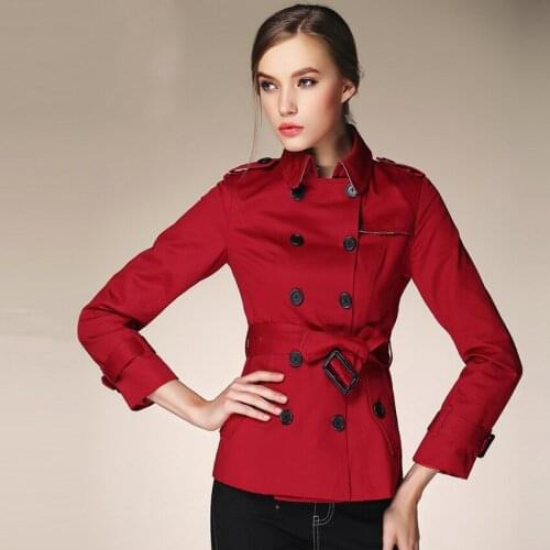 New Fashion Autumn Winter Women WindBreak double breasted England Style Famous Brand trench Short Fit lady tops Casual Coat
