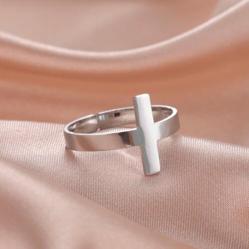 COOLTIME Stainless Steel Cross Couple Rings for Men Women Silver Color Wedding Gift Party Birthday Finger Ring Fashion Jewelry