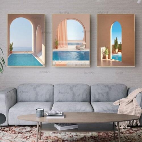 Islamico Architettura Ingresso Piscina Poster Home Decor Wall Art Poster Nail Salon Print Living Room Bedroom Decor SPLSPL