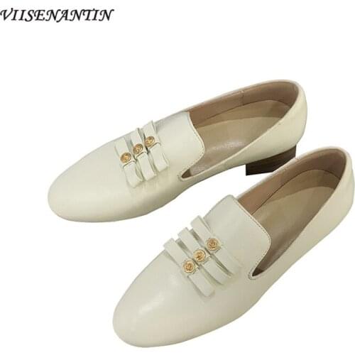 2021 spring summer new round toe bow casual flat shoes