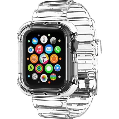 For Apple Watch Transparent Watchband Band 44mm 40mm 42mm 38mm Soft Silicone Strap Case Bracelet For iWatch Series 3 4 5 6 SE