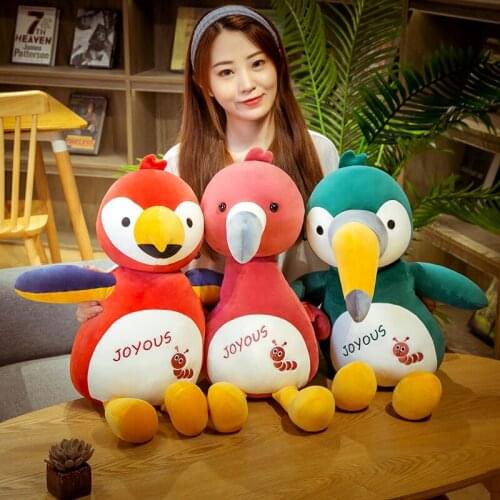 25/35/45cm Lifelike Colorful Ostrich & Parrot &Big-mouth Bird Plush Toys Stuffed Cute Animal Doll for Kids Cartoon Birthday Gift