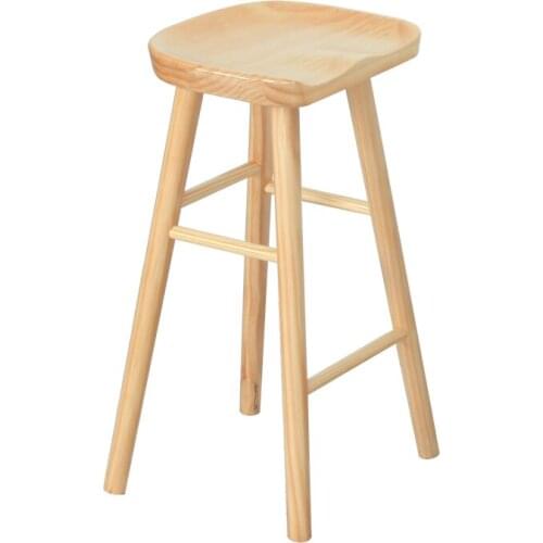 Nordic Solid Wood Bar Chair Log Color Black Walnut Color Bar Chair Home Dining Table Stool High Stool High Chair