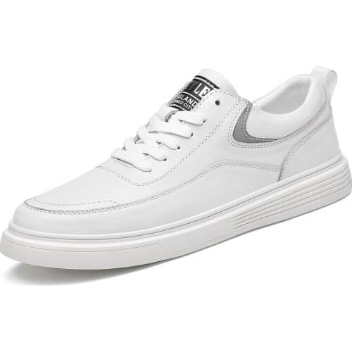 Mens Shoes Skateboarding Shoes Low-top Round-toe Genuine Leather Lace Up Casual Sport Hard-Wearing Non Slip Fashion