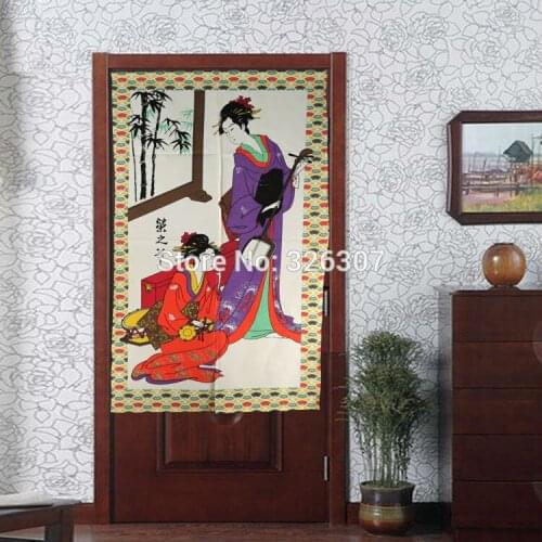 Japanese Noren Ancient Women Maid Embellished 85cmx150cm Door Curtain Japan Maidservant bathroom cloth bedroom partition