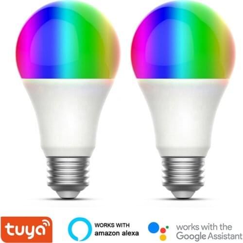 2PCS E27 Tuya WiFi Smart Light LED Bulb Lamp RGB+W+C 9W Color Changing Smart Life App Timer Dimmer Compatible Alexa Google Home