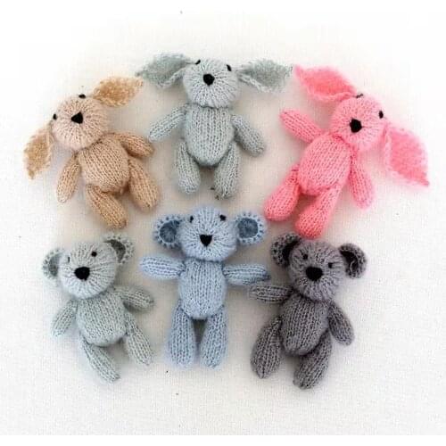 Knitted Newborn Teddy Bear Toy Crochet Stuffed Toys Knitted Easter Bunny Rabbit Baby Christmas Gift New born Photography Props