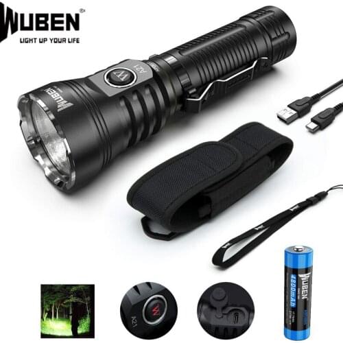 WUBEN A21 Hight Powerful Flashlight CREE XHP70.2 4200 Lumens Type-C Rechargeable Waterproof Light with 21700 Battery for Camping