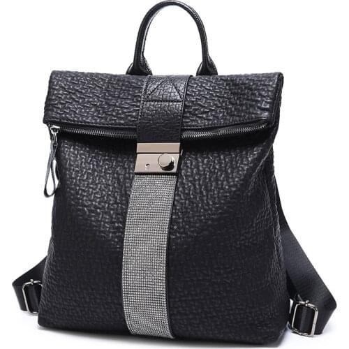 Womens Leather Backpack Satchel Travel School Rucksack Bag Black bookbag casual hot Back Pack Satchel Casual Mochila C1318