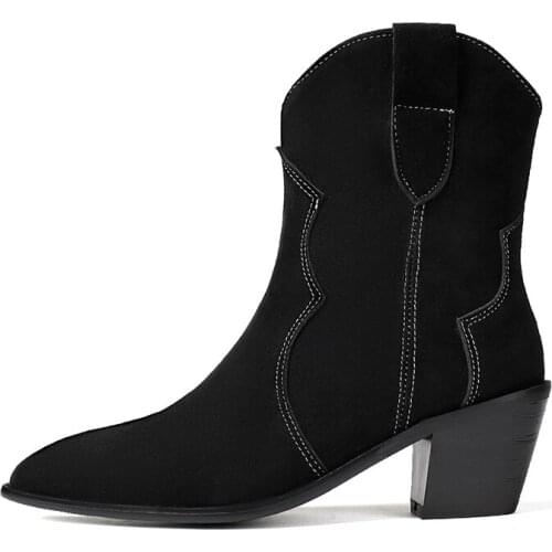 Winter for woman new fashion consice new Slip on Pure color apricot Pointed toe Block heels Ankle boots 34-46