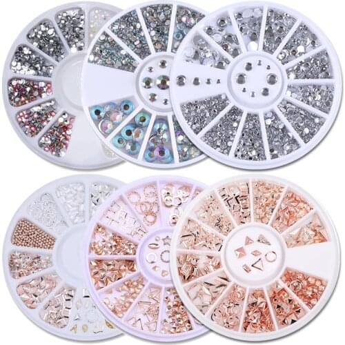 1 Box Nail Rhinestones AB Crystal Small Irregular 3D Jewelry Decors Mixed Color Nail Art Decoration In Wheel Nails Accessories