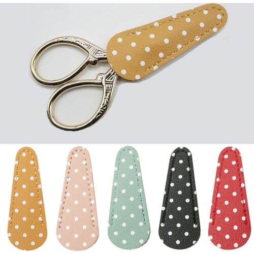 5pcs Embroidery Scissors Protective Cases PU Leather Sewing Scissors Protective Cover DIY Scissors Sleeve Random Color