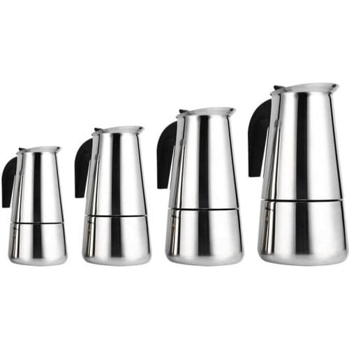 100ml/200ml/300ml/450ml Stainless Steel Coffee Maker Pot Mocha Espresso Latte Percolator Stove Home Office Use Coffee Kettle