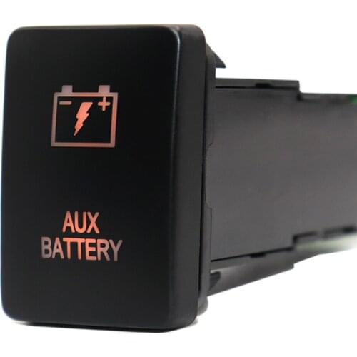 12V Aux Battery PushButton Switch ON-Off Switch Orange LED Lights with Connector Wire for Toyota 4Runner Prado 150/200 Series