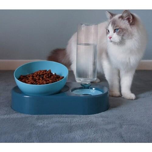 2-in-1 Cat Bowl Water Dispenser Water Storage Pet Dog Cat Food Bowl Feeder Container Dispenser For Dogs Cats Drinking Product