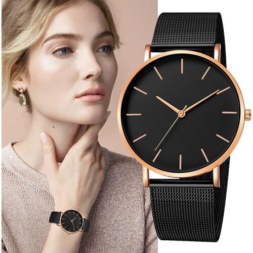 2021 Fashion Reloj Mujer Quartz Watch Simple Watch Ladies Mesh Stainless Steel Leisure Bracelet Metal Watch Hour Relogio