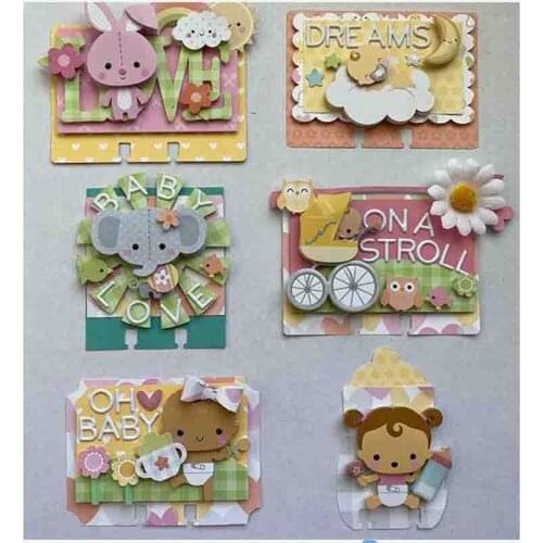 2021 Cutting Dies & Clear Stamp Of Babybottle Baby Carriage Car Flower Scrapbook Paper Embossing Stencil Greeting Card Making