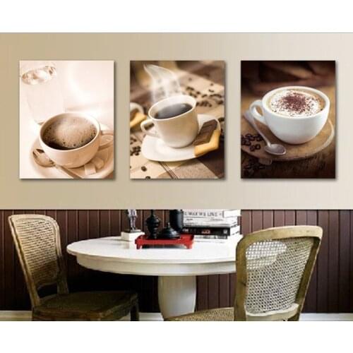 3 pieces canvas painting hot cup of coffee tea for dinner canvas poster print for living room home decoration no frame