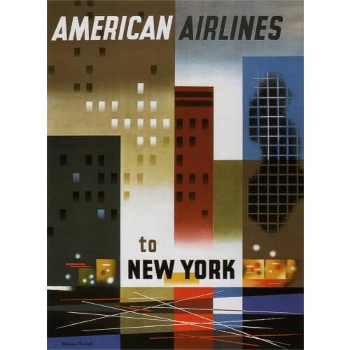 400X300MM American-Airlines-to-New-York-Travel-Poster-1940 jumbo fridge magnet SFM-0104