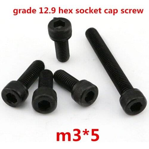 500pcs m3*5 high strength grade 12.9 alloy steel with black oxide hexagonal / hex socket head cap screw