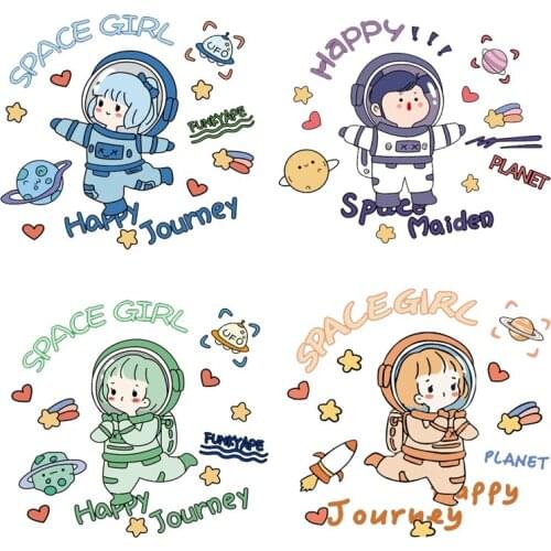 Universe Iron on Transfers Astronaut Patch Moon Applique Heat Transfer Vinyl Space Patches Stickers Stripes On Clothes T-shirt